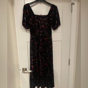 New Floral Velvet Dress